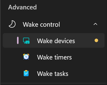 Wake control in the SystemTuna sidebar