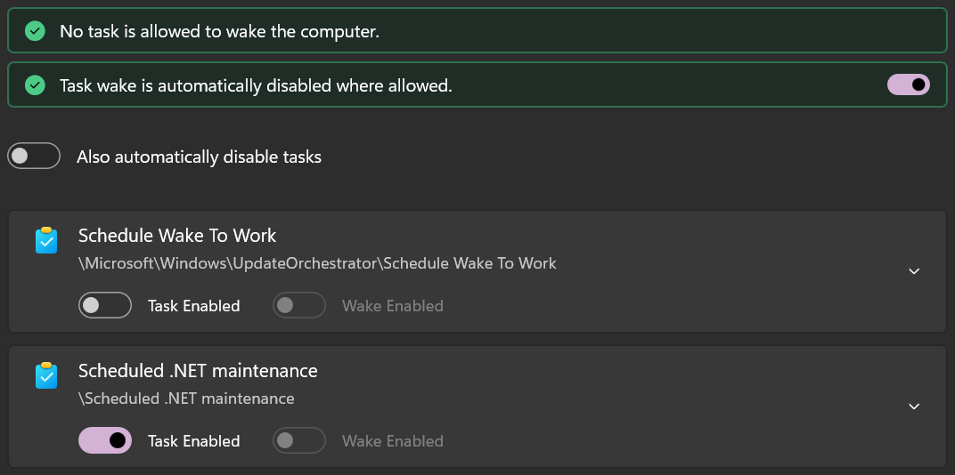 No task may wake the PC