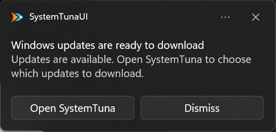 A SystemTuna notification about updates
